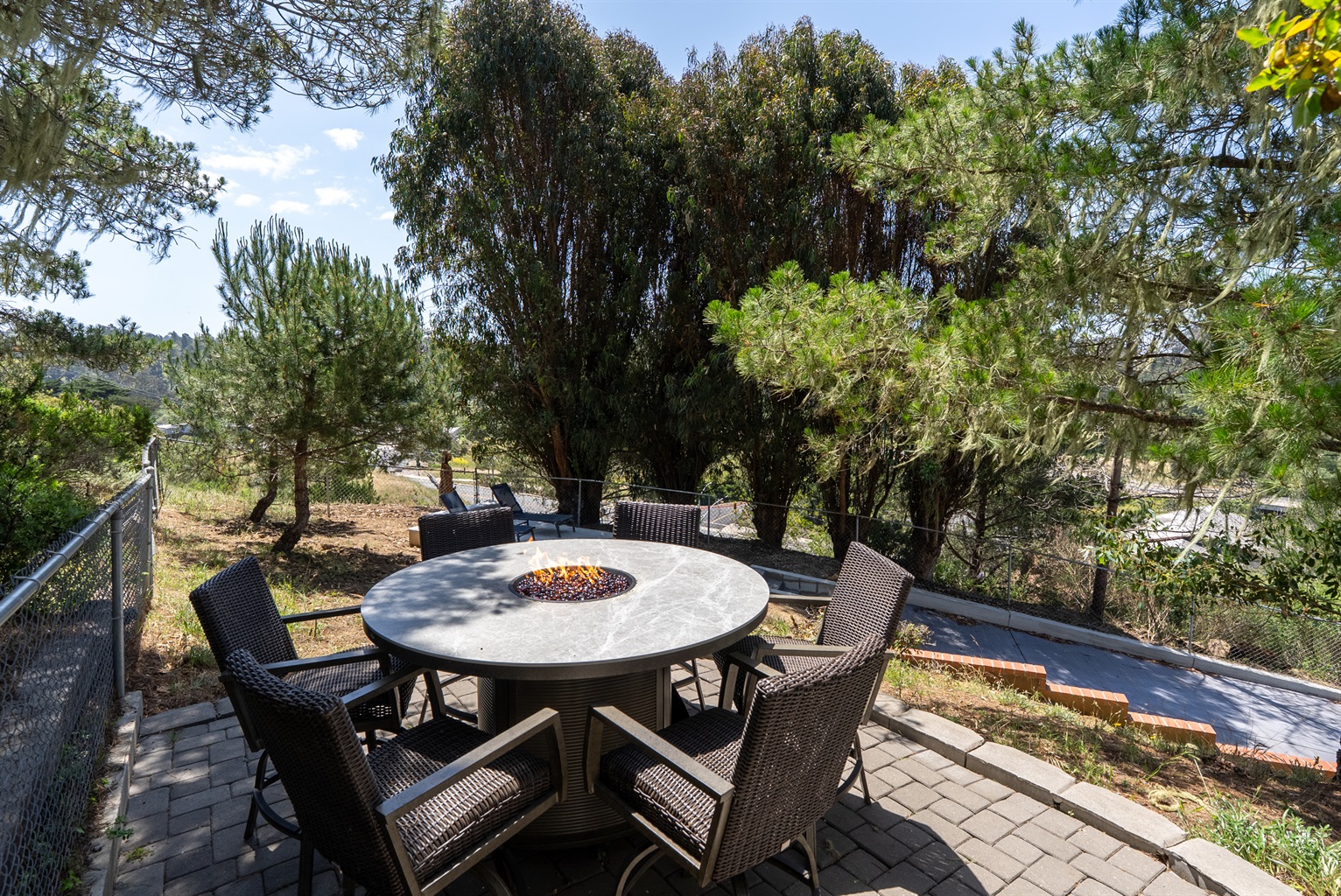 Gather around this outdoor fire pit for a relaxing evening.