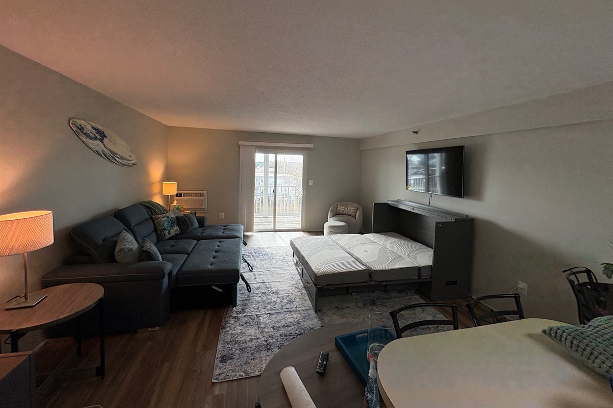 Queen size Murphy bed and sleeper sofa sleeps 4