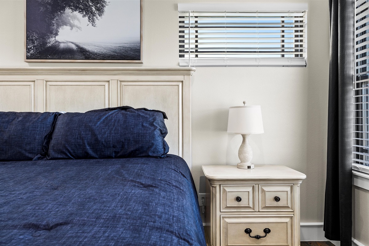 Bedroom Bliss: Tranquil space with stylish decor, perfect for rejuvenating getaway vibes!