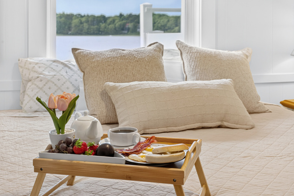 Wake up to sunshine and enjoy breakfast in bed with serene views from the bedroom window.