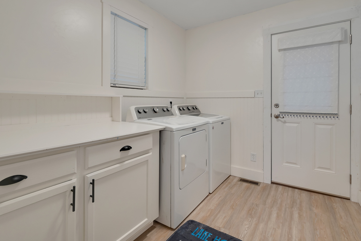 Washer and dryer, deck and dock access