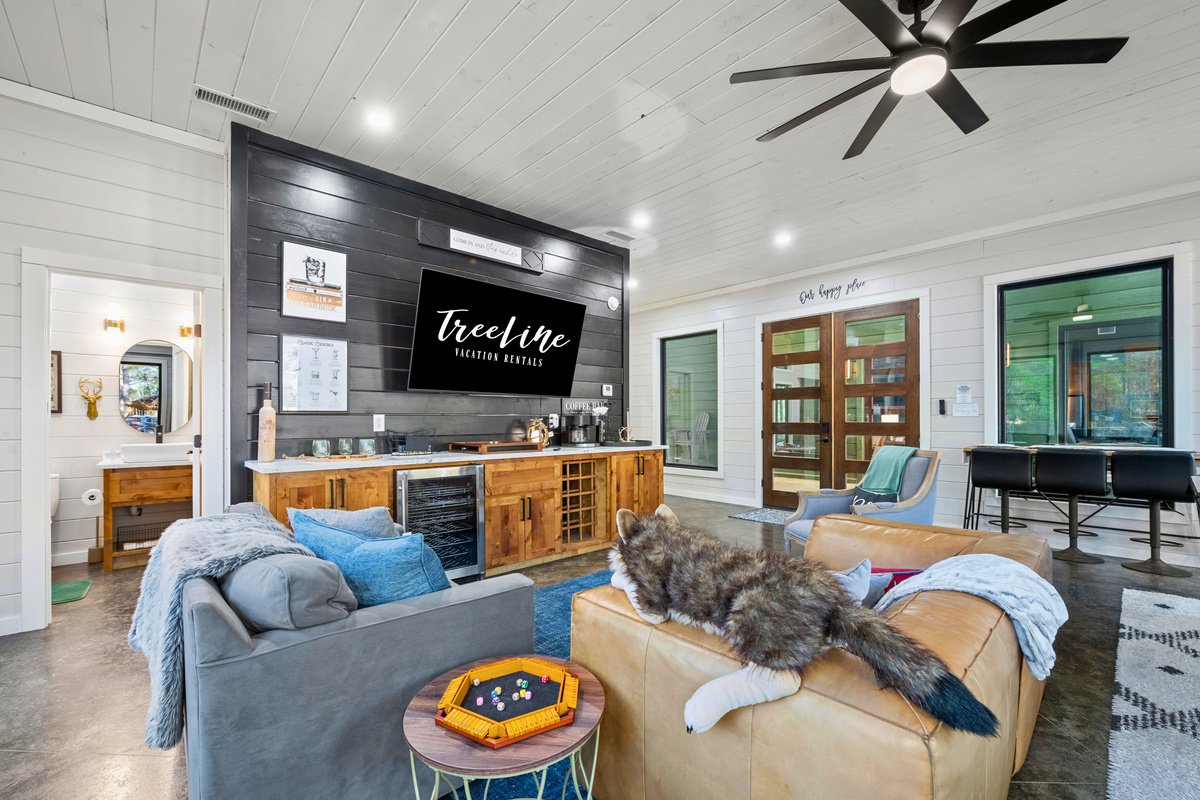 With multiple seating areas and entertainment options, the bunkhouse creates the perfect hangout space for guests of all ages.