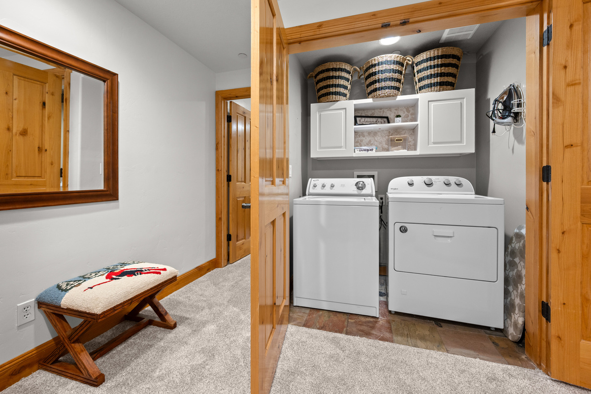 In-home washer and dryer make longer vacations, ski trips, and lake days much easier.