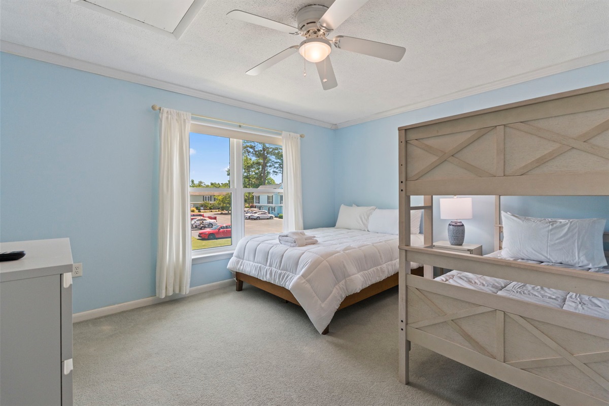 Second Bedroom features a Queen bed and Twin bunk bed & ensuite bathroom