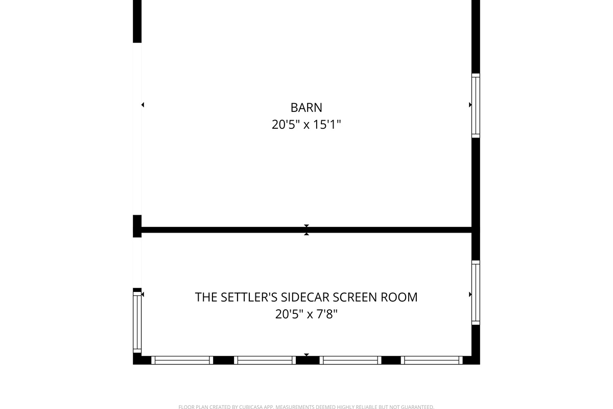 This layout highlights the spacious 20'x7' Settler's Sidecar sunroom attached to our historic barn. A bonus "room" for summer living, it offers ample space for lounging and dining, providing a unique "Quiet Side" experience near Acadia National Park.