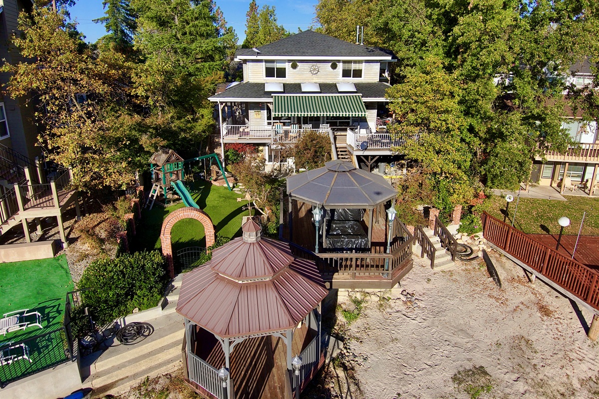 View of home from lakeside when water level is very low