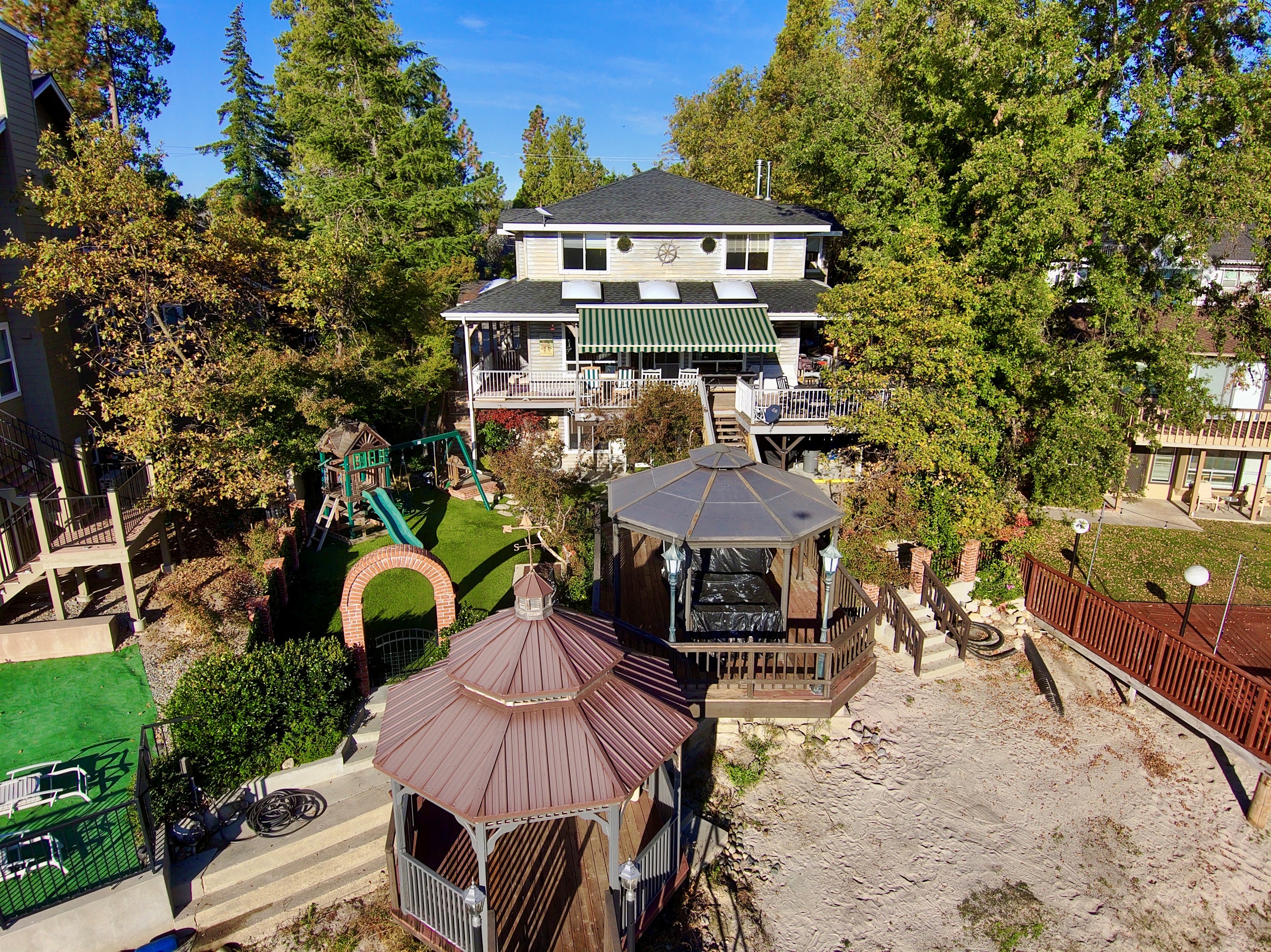 View of home from lakeside when water level is very low