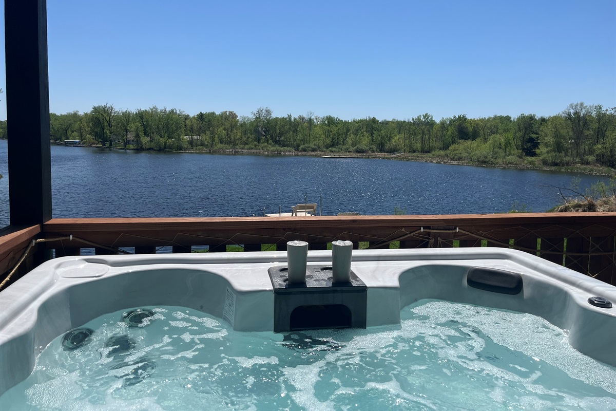 Soak in the views! Relax in our hot tub overlooking Lake Pokegama's 1,500 acres.  The lake provides over 3,000 acres of boatable navigable water.
