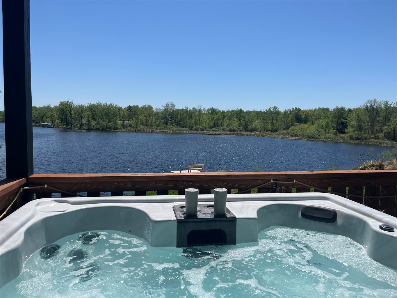 Soak in the views! Relax in our hot tub overlooking Lake Pokegama's 1,500 acres.  The lake provides over 3,000 acres of boatable navigable water.