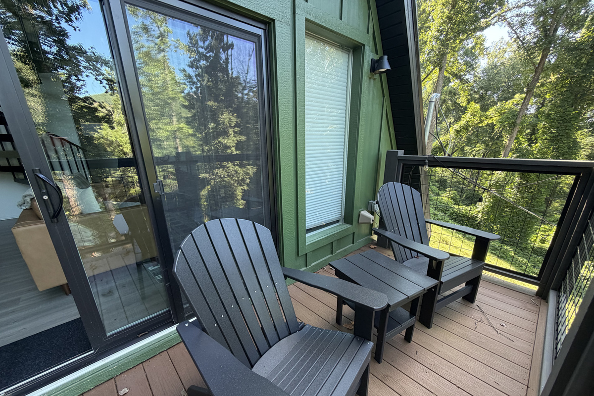 Sit out on the front Balcony in Adirondak chairs