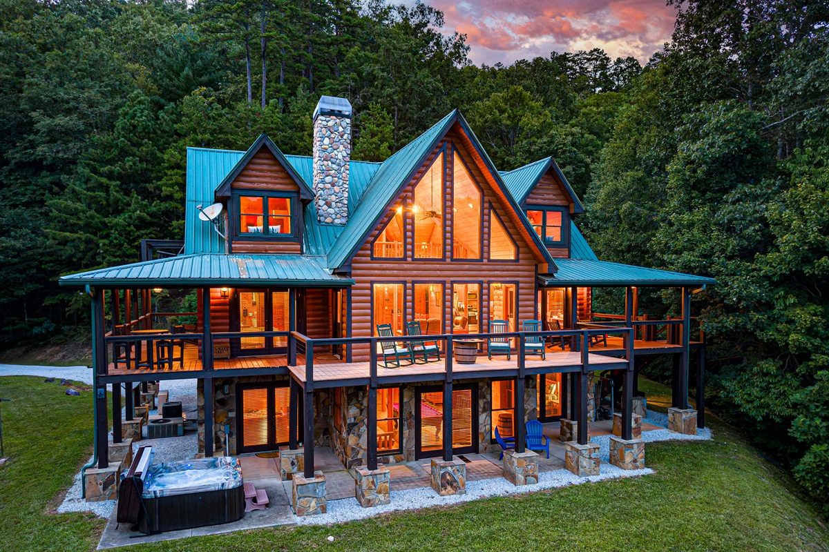 Experience breathtaking views from this stunning log cabin with ample outdoor space!