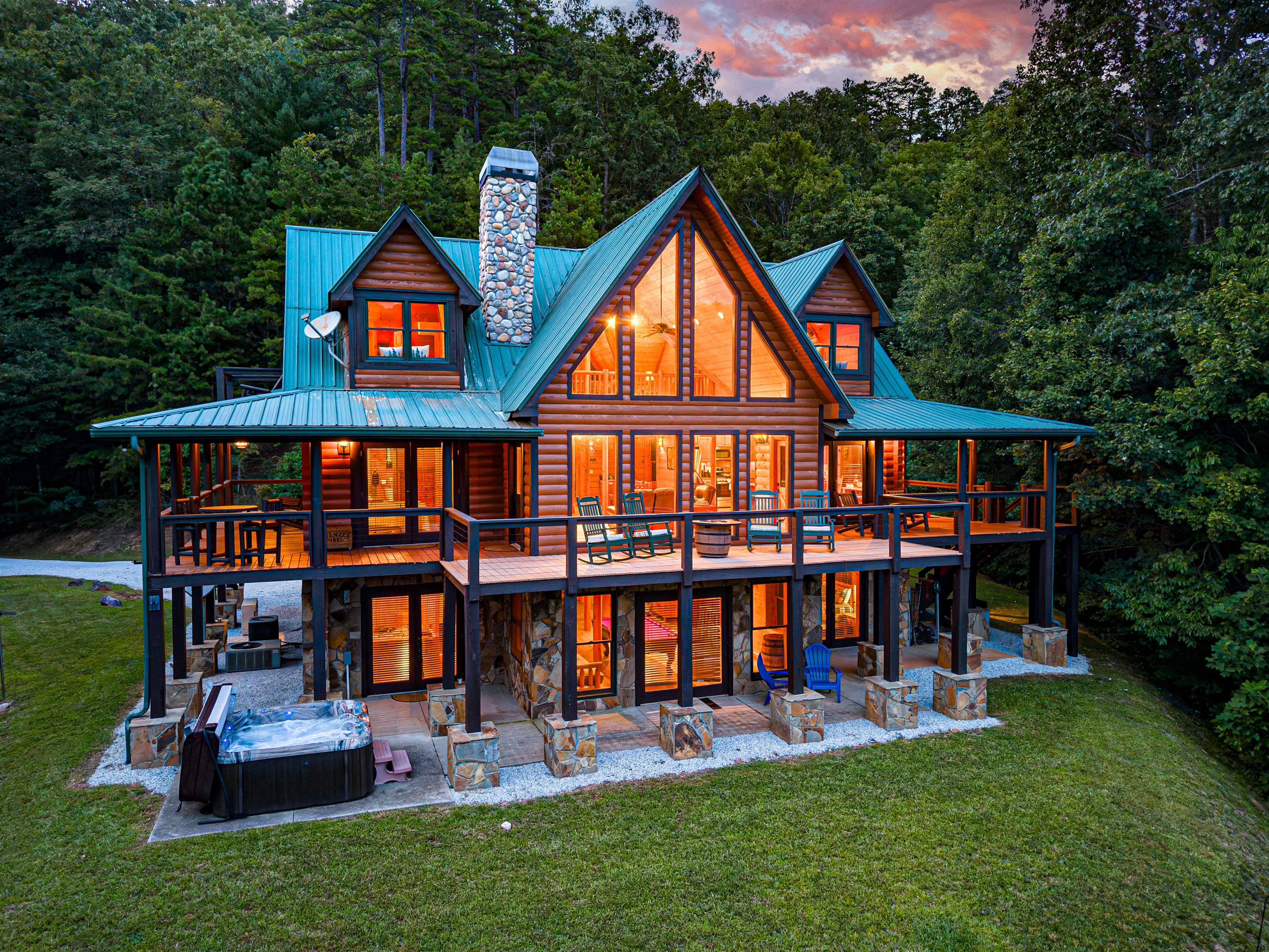 Experience breathtaking views from this stunning log cabin with ample outdoor space!