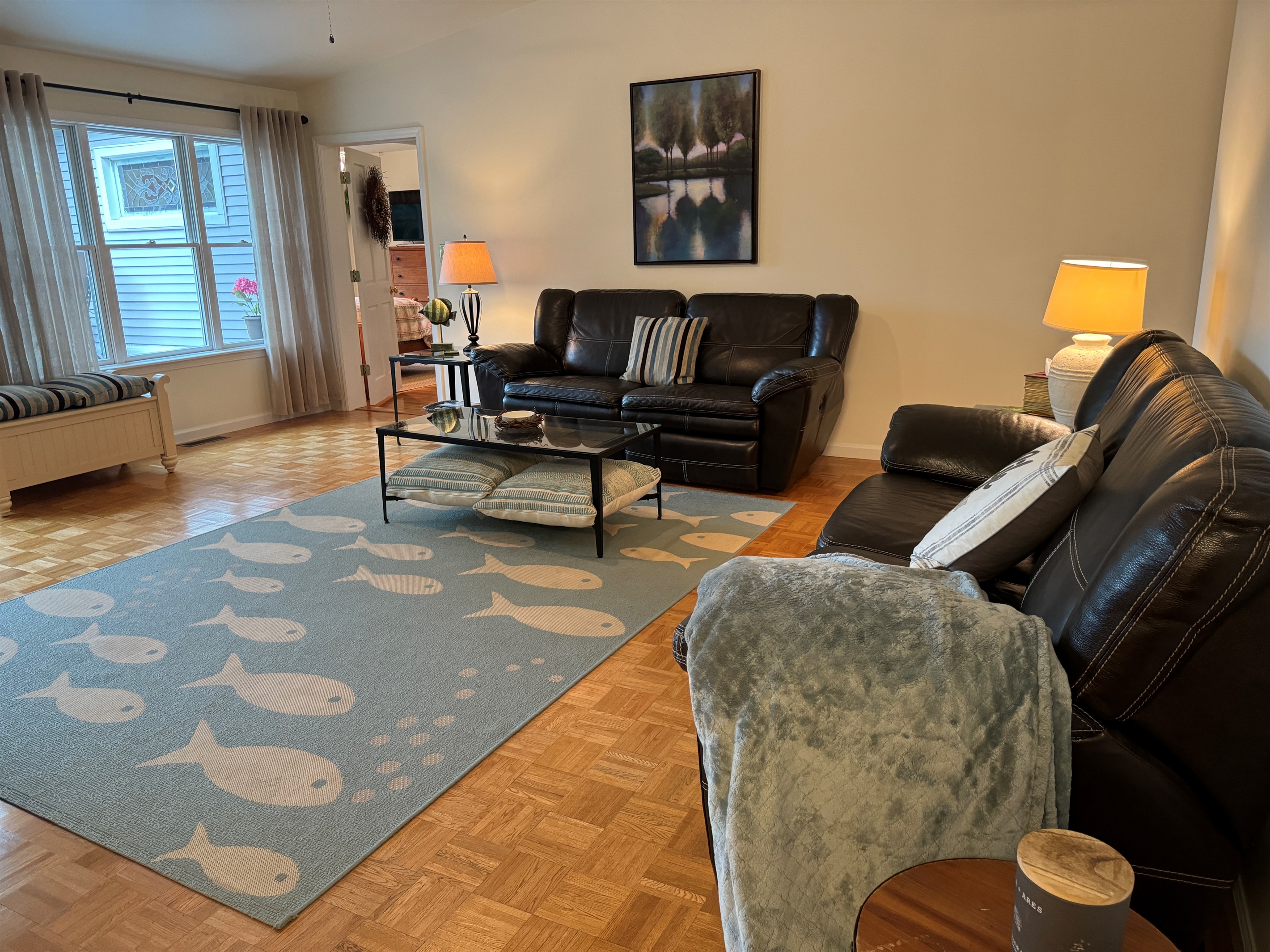 Living Room with a view of the lake.