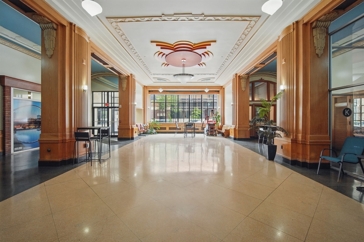 Step into timeless Art Deco elegance in the historic Hotel Kirkwood lobby. Soaring ceilings, bold details, and vintage charm greet you, setting the stage for your stay in the heart of downtown