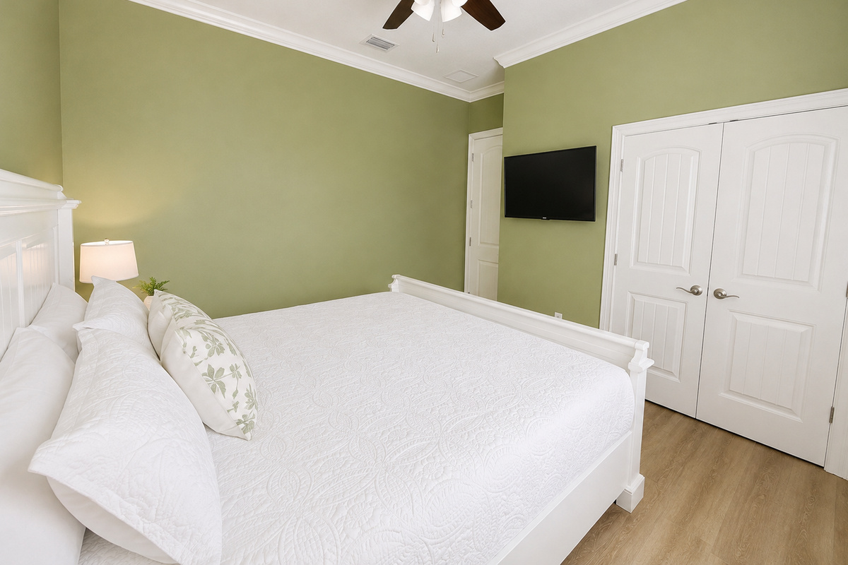King size bed and TV