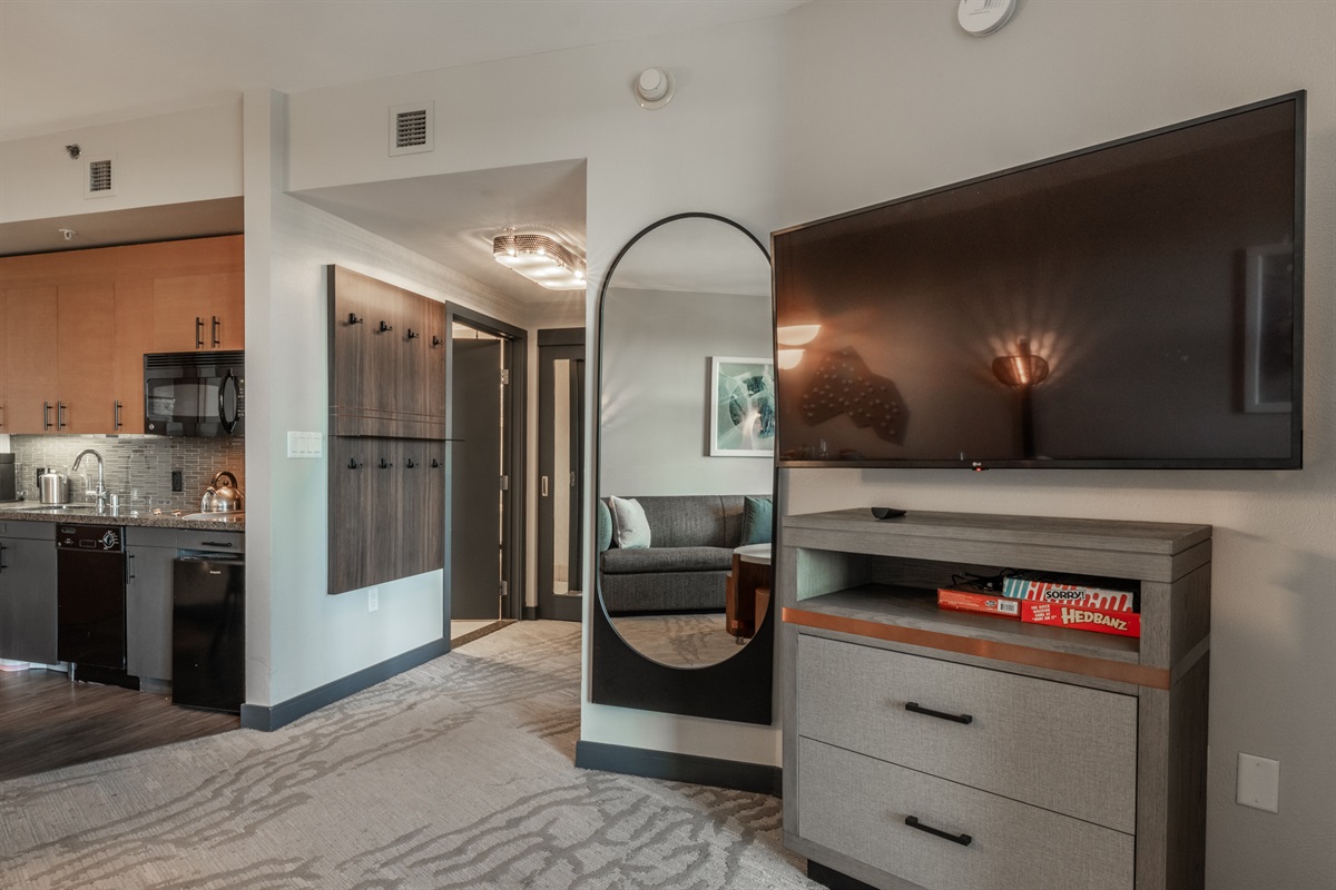 Located just off the central hall, the bathroom is easily accessible from both the bedroom and the main living space.