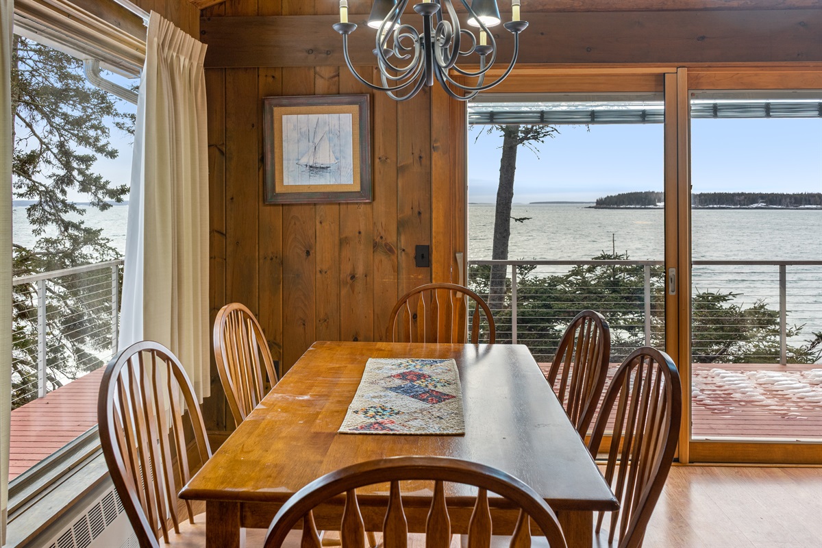 Dining area with seating for 6 - Have dinner while watching the boats come in and out of Bass Harbor