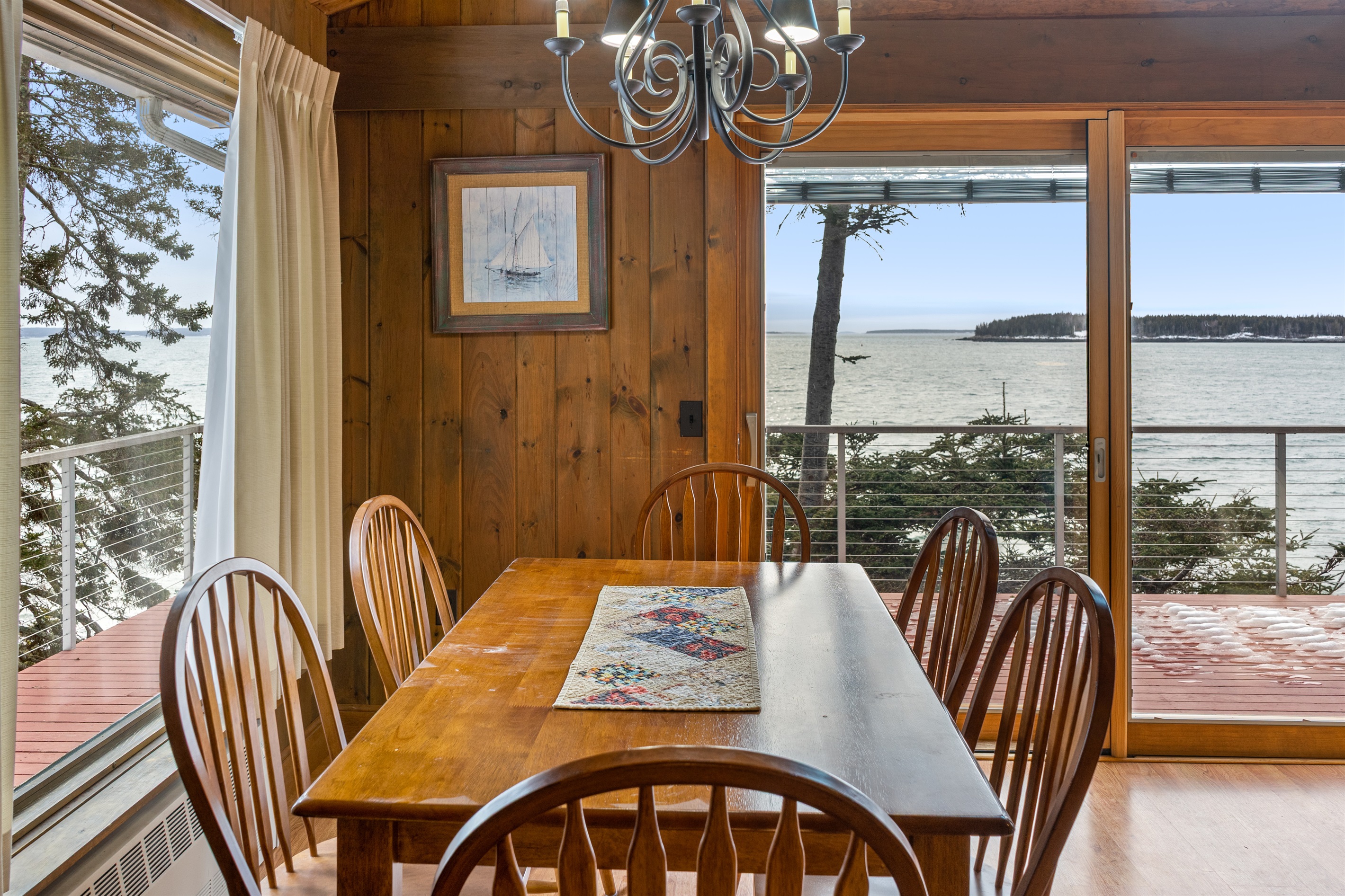 Dining area with seating for 6 - Have dinner while watching the boats come in and out of Bass Harbor