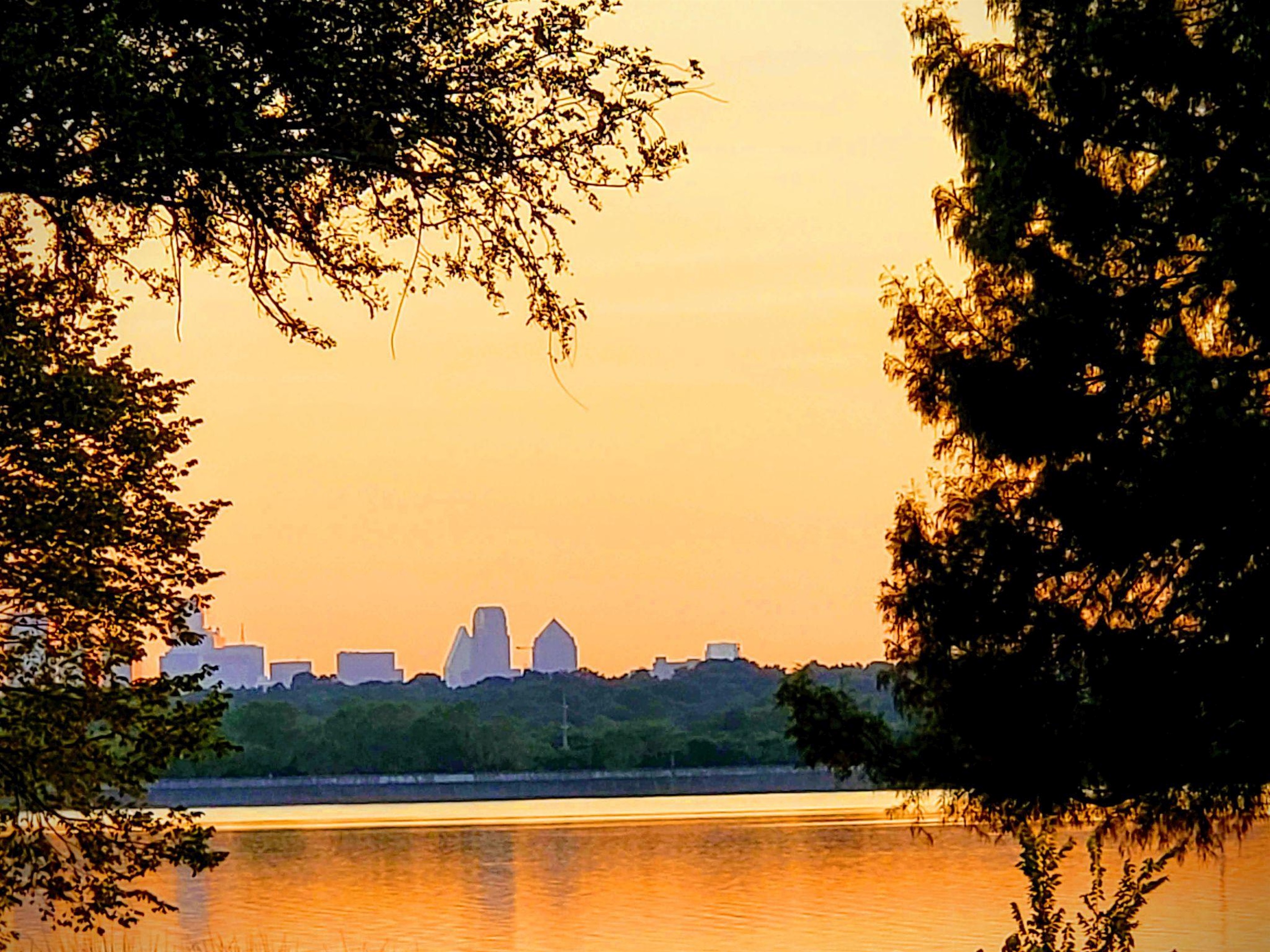 Golden hour at nearby White Rock Lake — one of Dallas’ favorite outdoor escapes