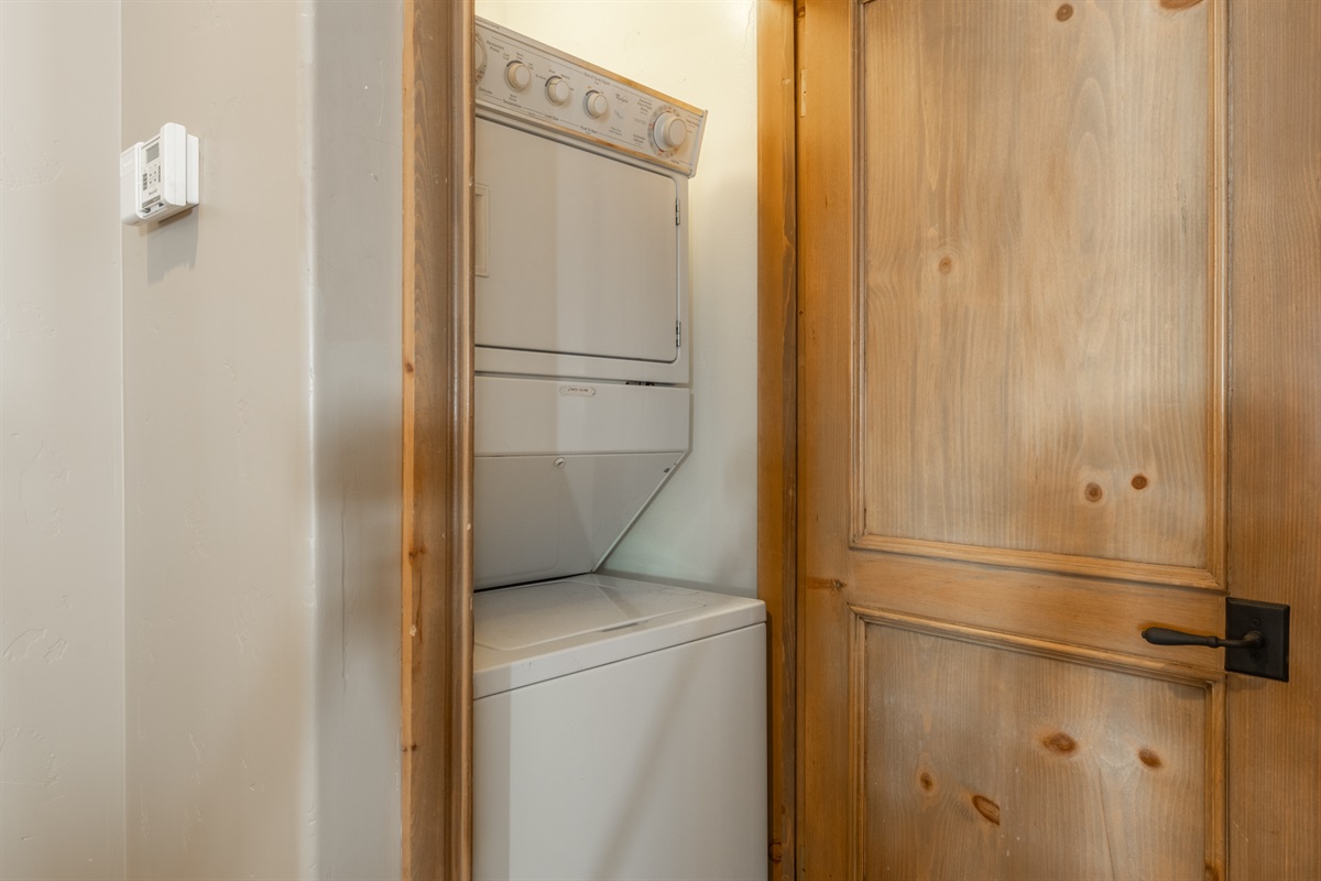 In-unit washer and dryer add convenience for longer stays, ski gear, or family travel.