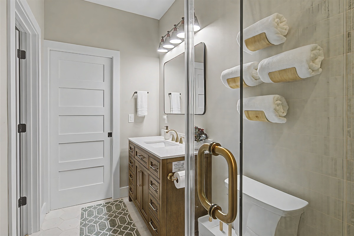 large vanity and walk in closet (baby supplies in here)