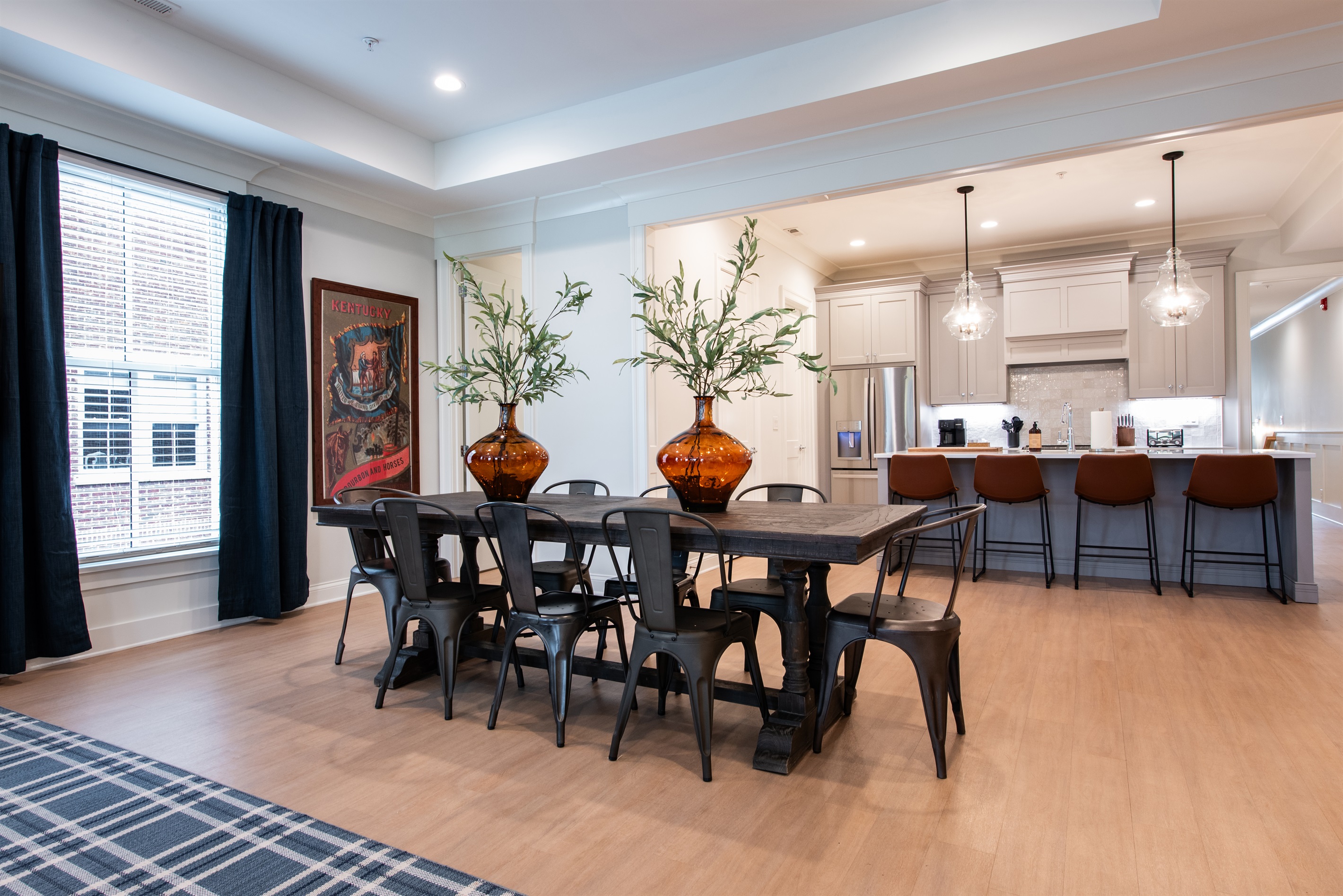 The dining table gives you access to every thing important during family or friends gatherings. Including the Half Bathroom that is located just behind the table.