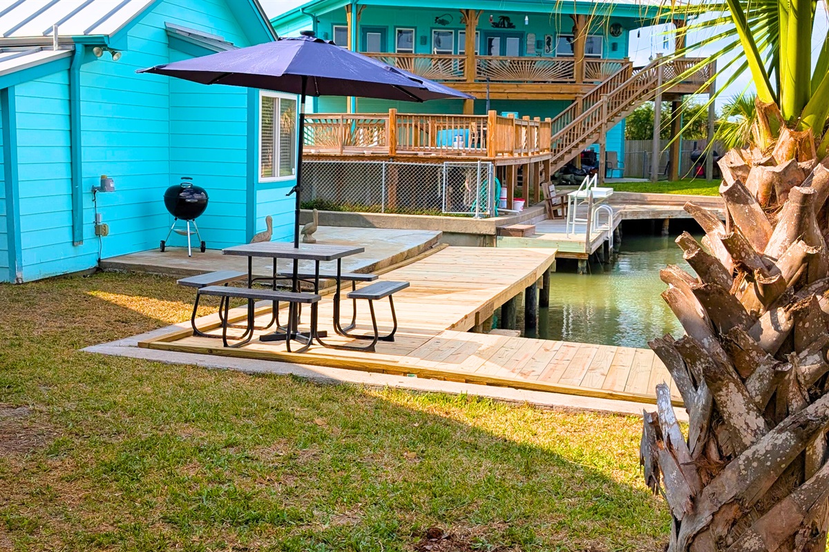 Shaded outdoor seating