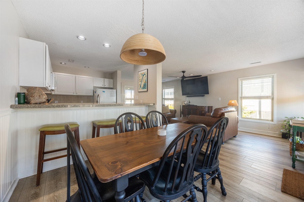 Comfortable dining setup great for shared meals and conversation.