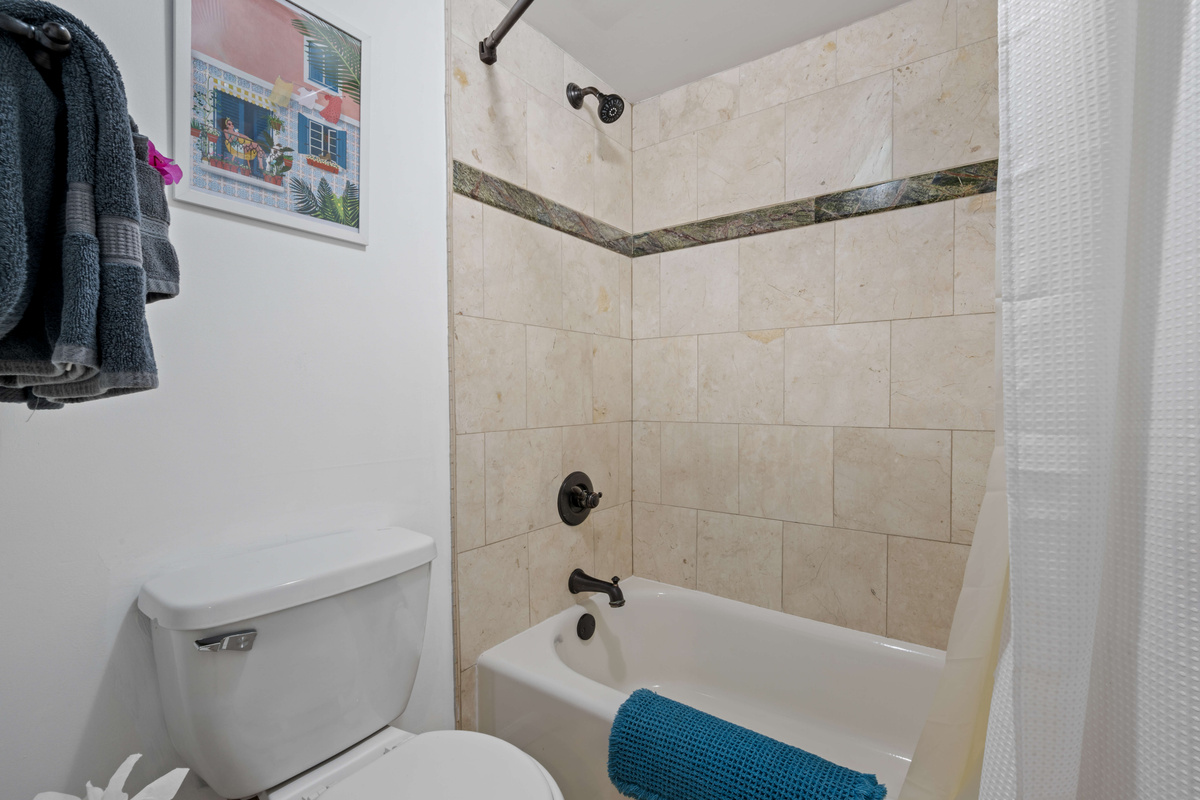 A refreshing shower awaits after a day in the Caribbean sun.