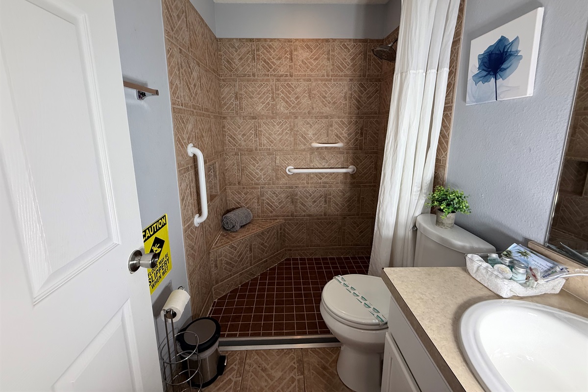 Barrier-Free Shower • Professionally Sanitized