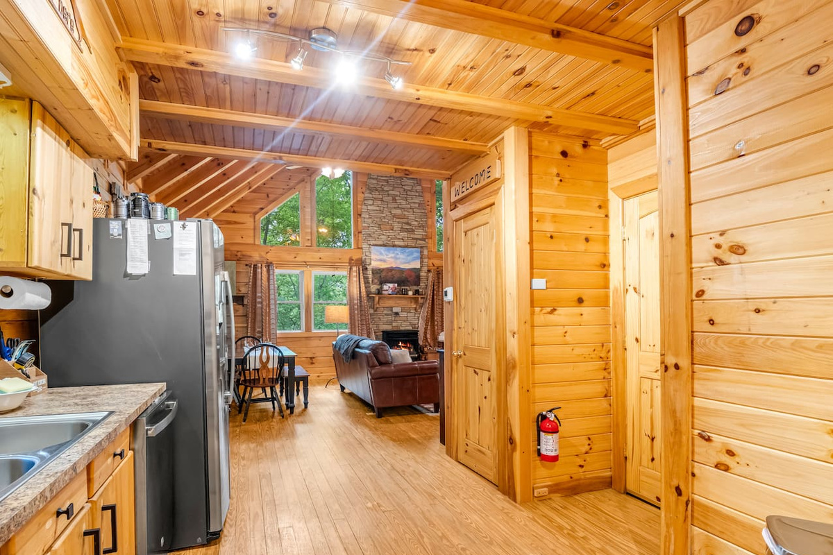 Side view of the kitchen area