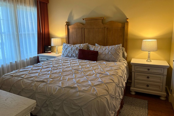 Warm and inviting Guest Bedroom with comfortable king size bed