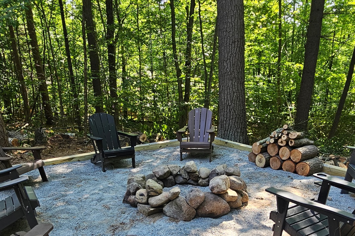 Gather around the fire pit.