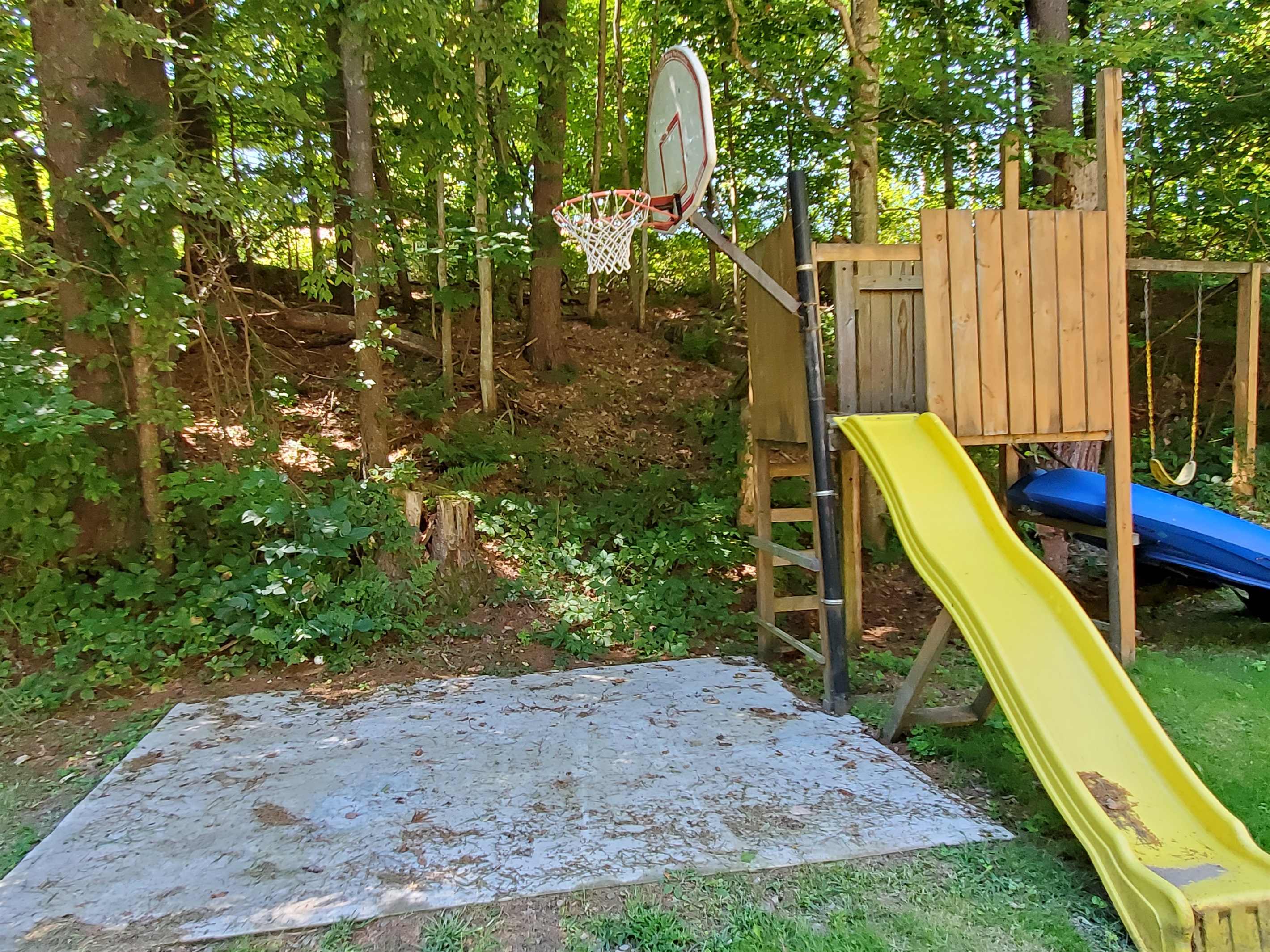 Basketball hoop and swingset