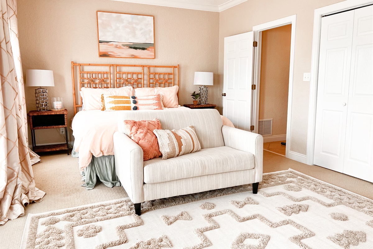 Master bedroom with an ensuite bathroom