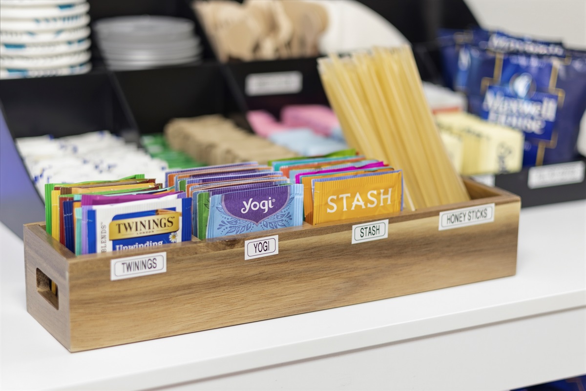 Variety of tea choices! Plus honey sticks!