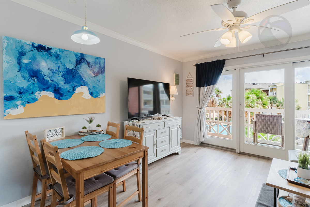 Dining area is open with living and kitchen space