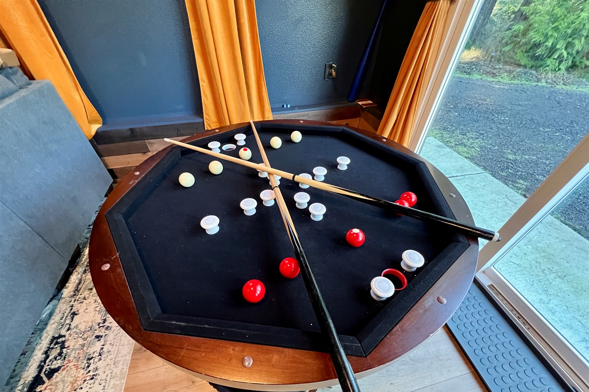 Bumper pool for a different twist for even a pool shark