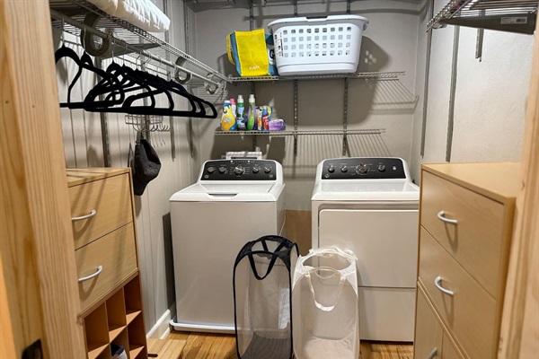 Conveniently located washer and dryer, as well as ample storage