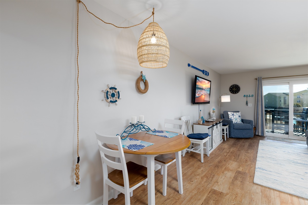 Dining area and living room