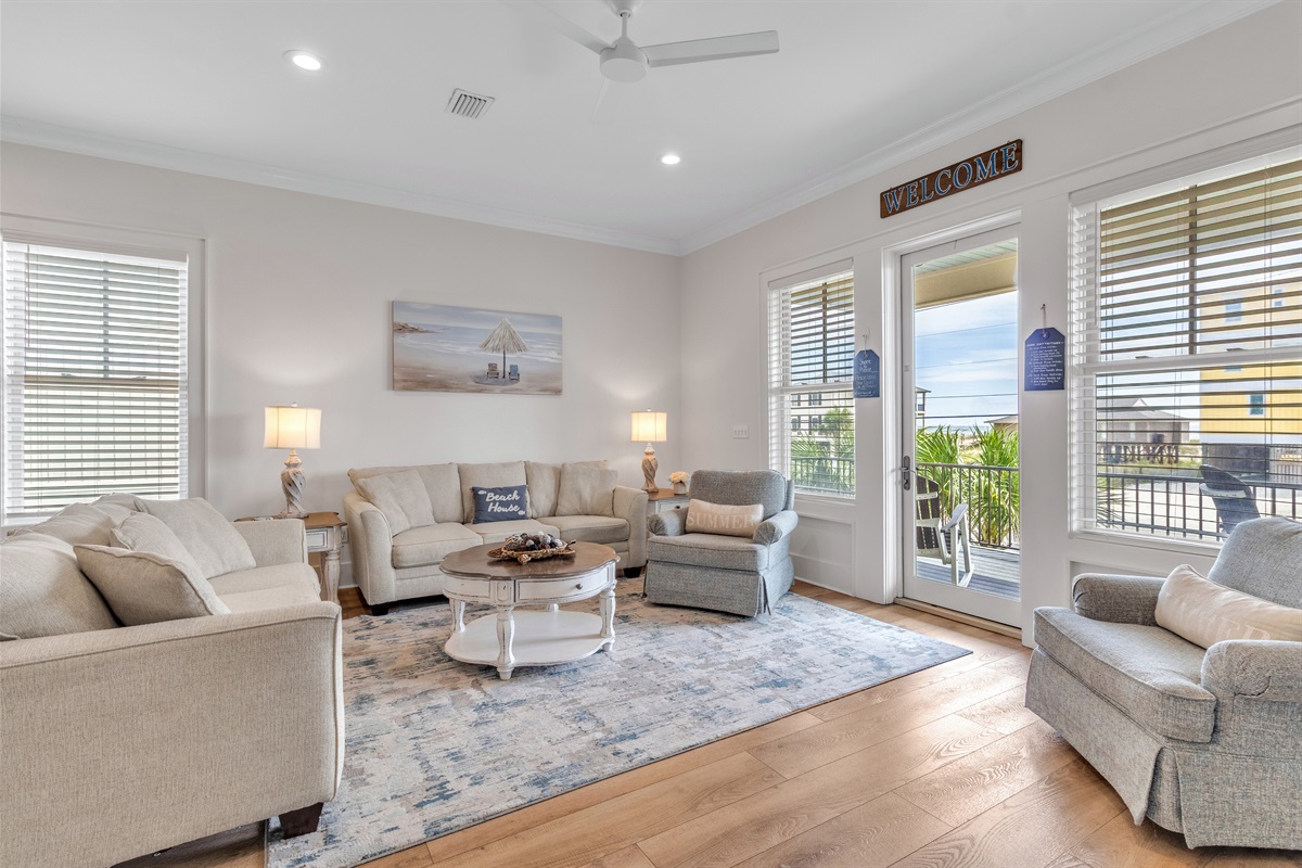 Enjoy relaxing in the living room any time during the day for great views of the Gulf. You will just love watching the waves daily!