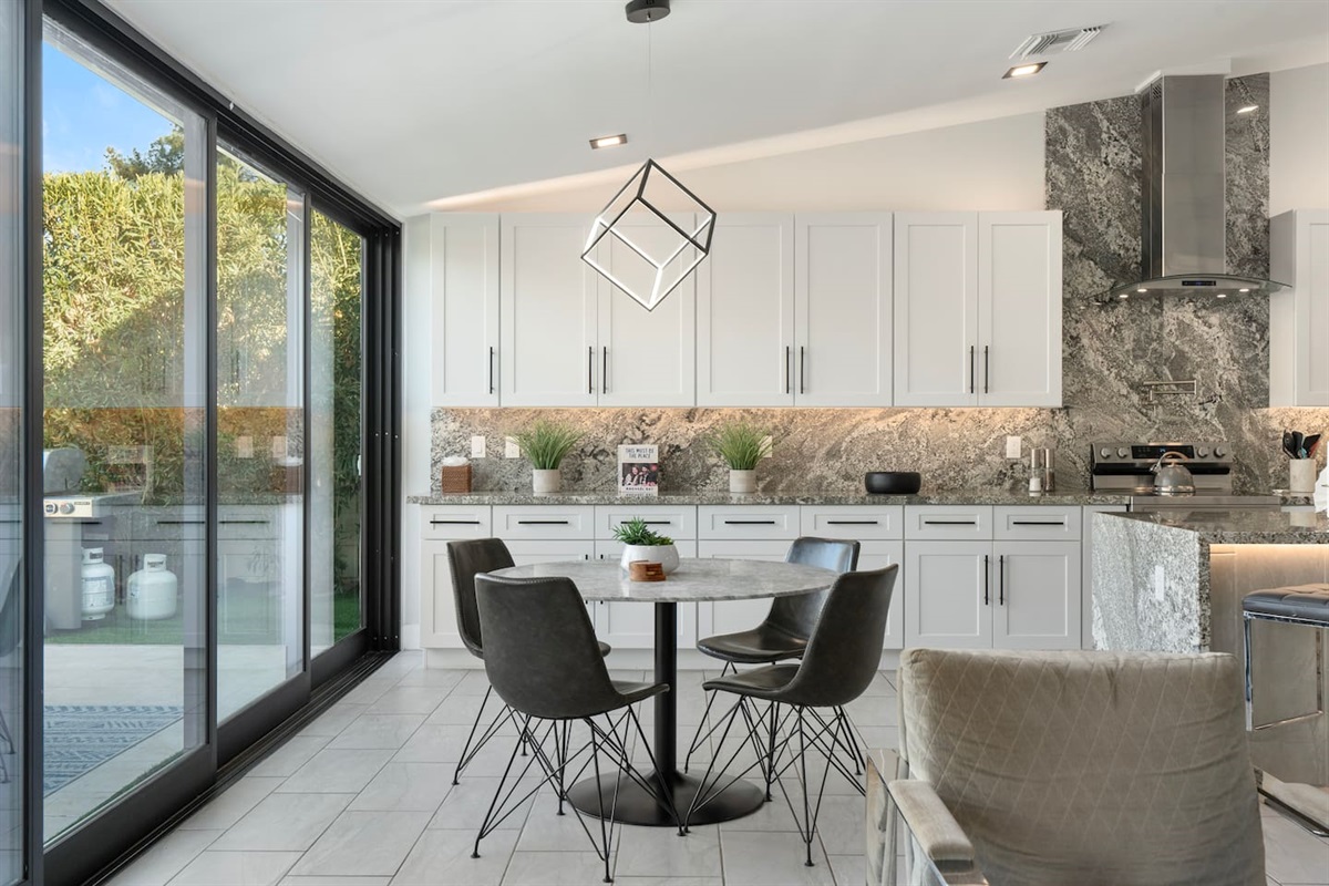 Modern Lighting – Geometric pendant adds a stylish touch.

