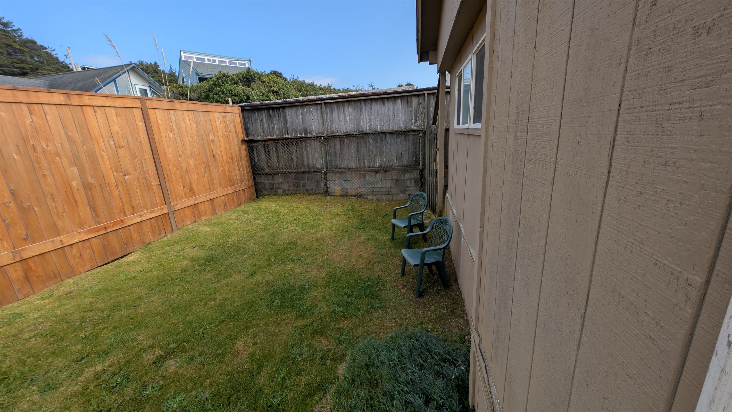 back yard - not fully fenced