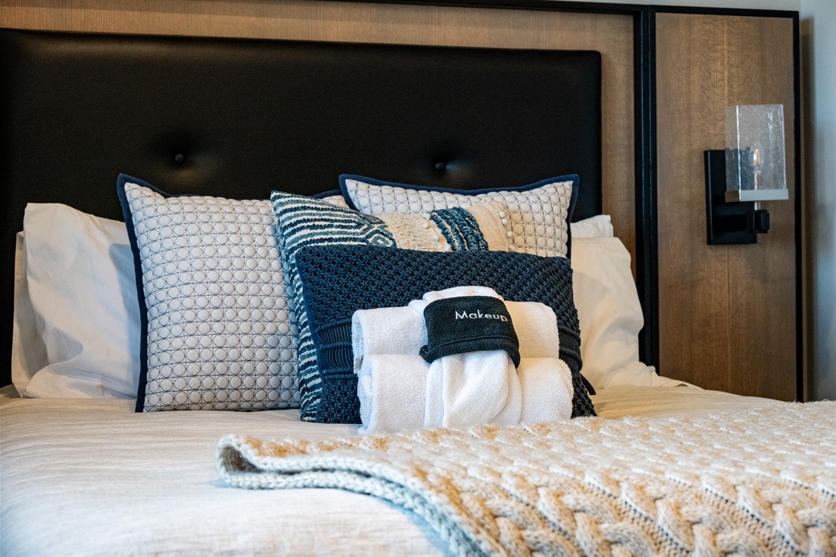 Thoughtfully styled bedding with luxury linens