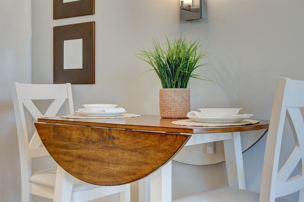 Dining table collapses down to save space!