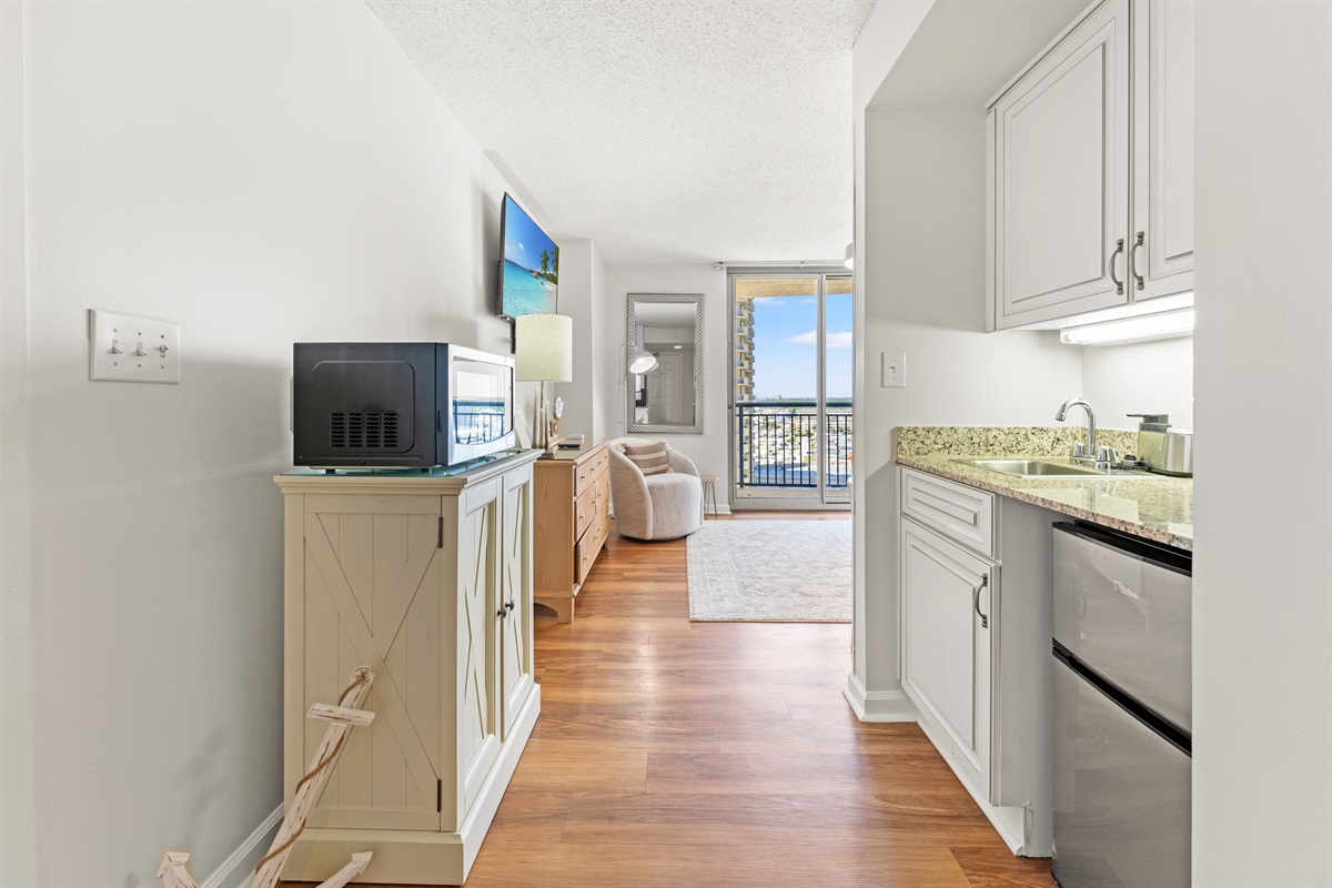 Kitchenette for morning coffee on your private balcony