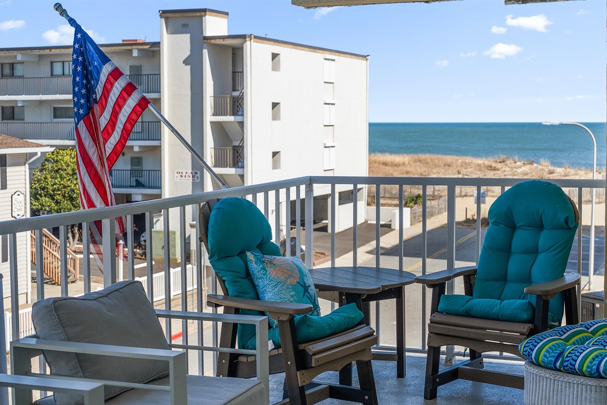 From the corner balcony watching for dolphins is a favorite passtime.