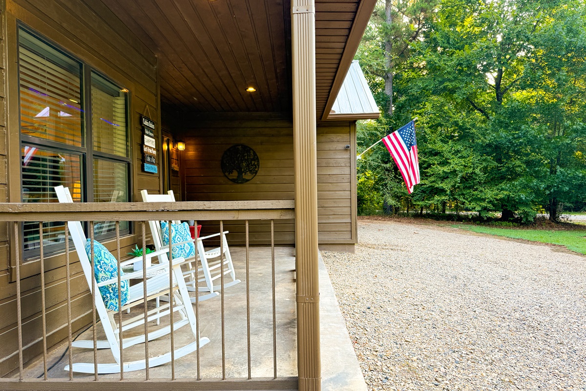 Peaceful mornings on the porch, surrounded by nature.