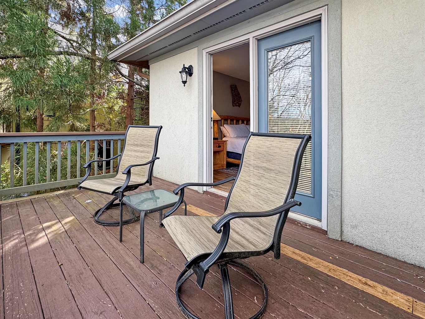 Step outside with your coffee or a good book—this private deck offers a quiet spot to slow down and enjoy the surroundings.