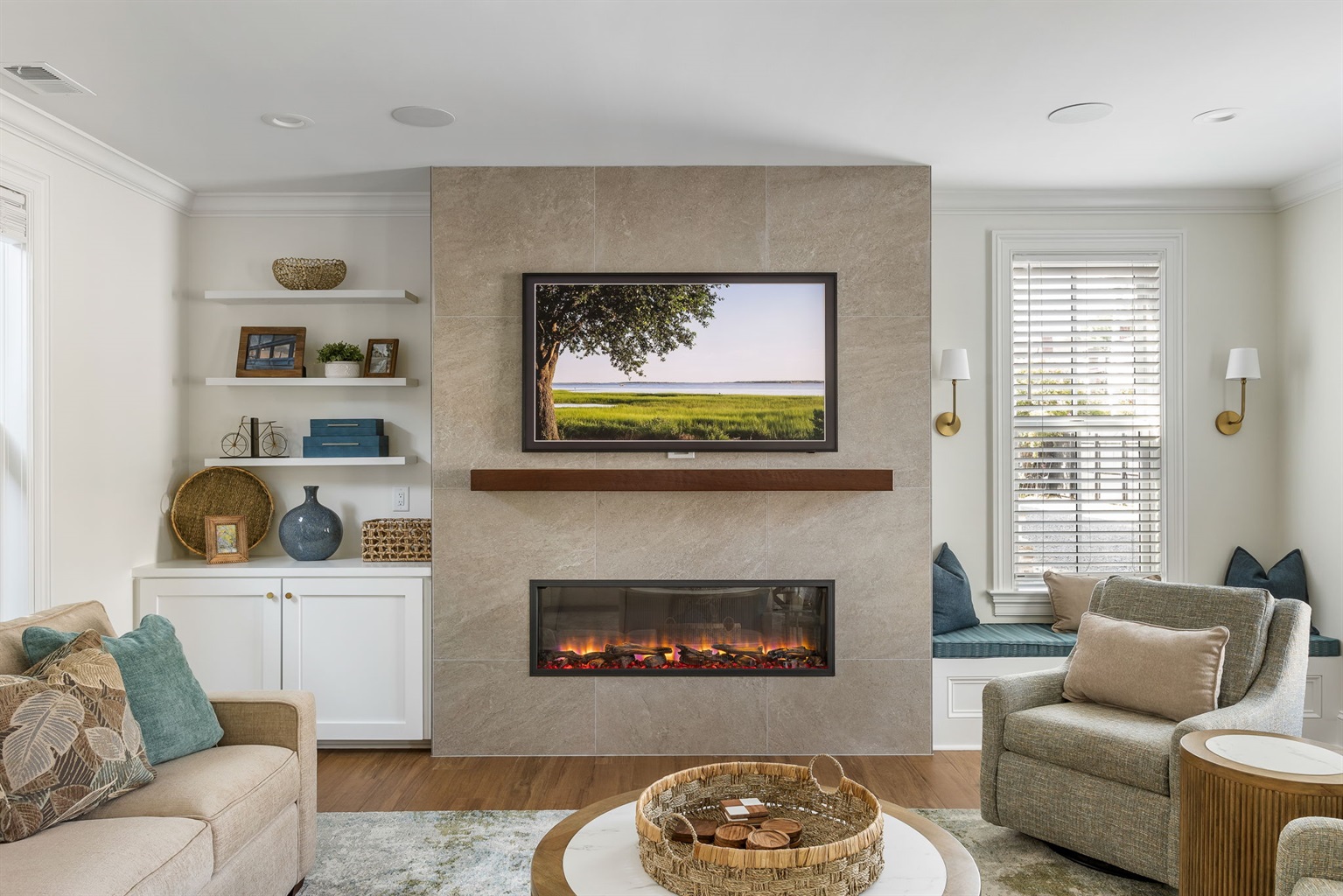 Entertainment center with fire feature